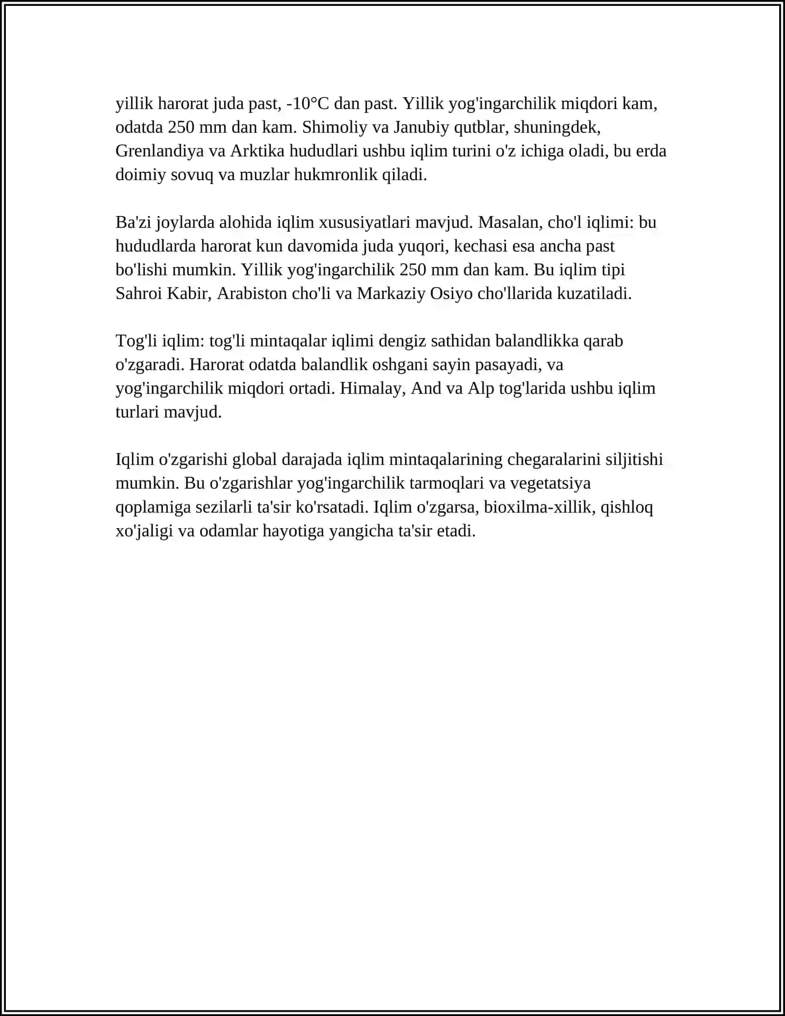 IQLIM MINTAQALARI KESIMIDA TABIAT ZONALARIDA TIRIK ORGANIZMLARNING TARQALISHI VA YASHASH SHAROITLARI 4