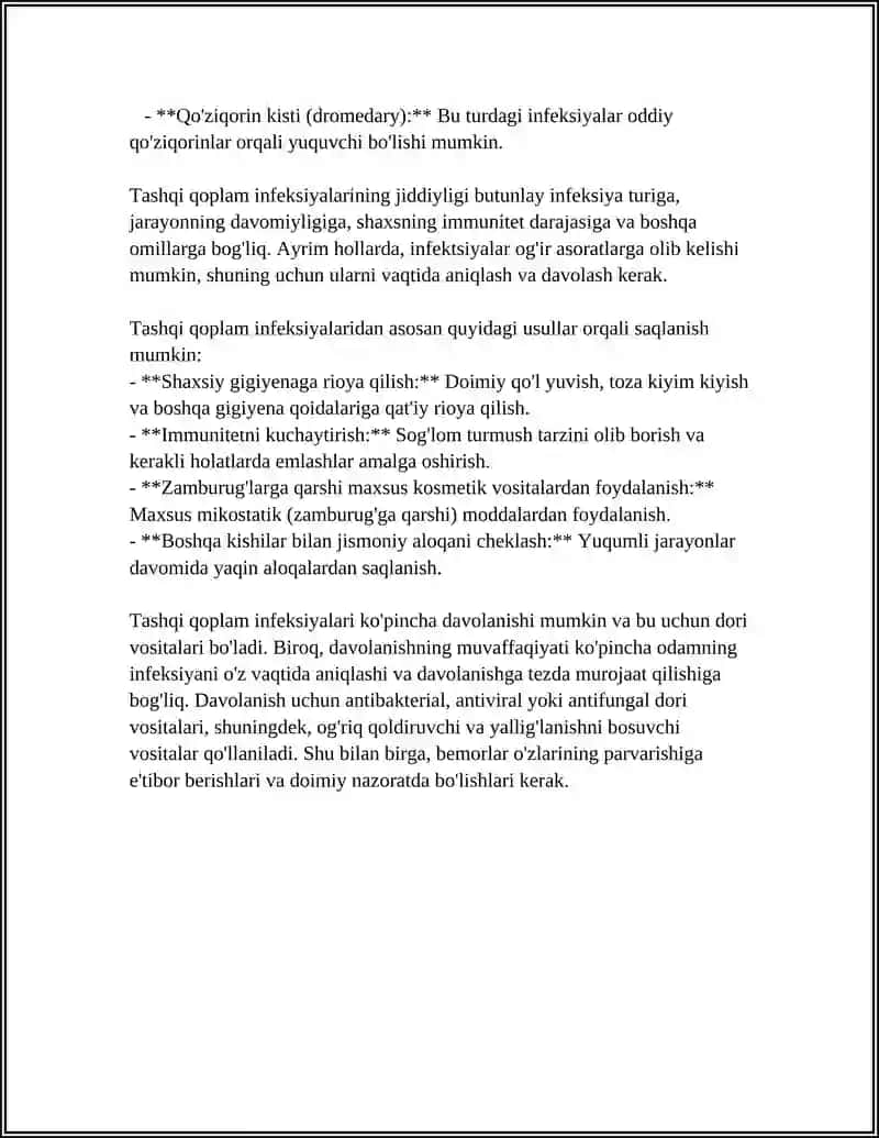 TASHQI QOPLAM IMFEKSIYALARI. QUTIRISH 4