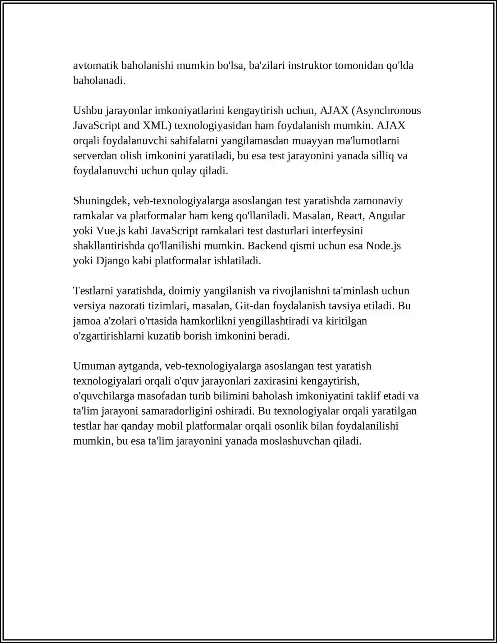 WEB-TEXNOLOGIYALARGA ASOSLANGAN TEST TOPSHIRIQLARINI YARATISH 4