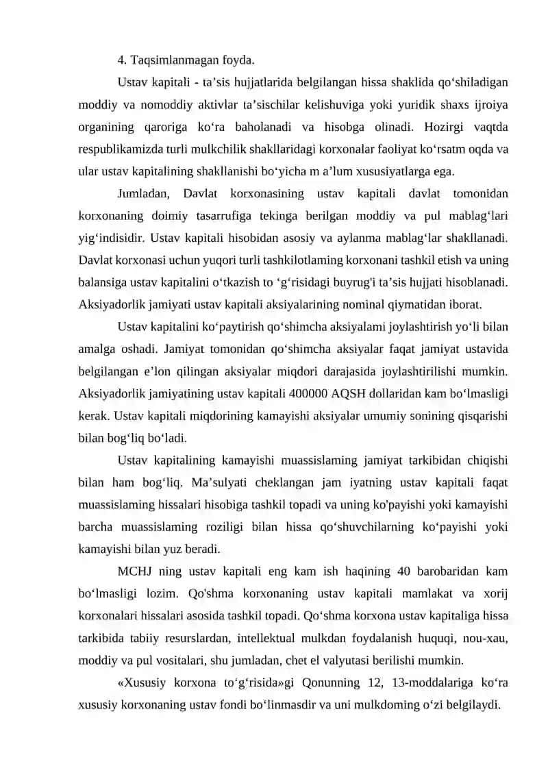 Moliyaviy hisobotlarning xalqaro standartlari fanidan REFERAT 4