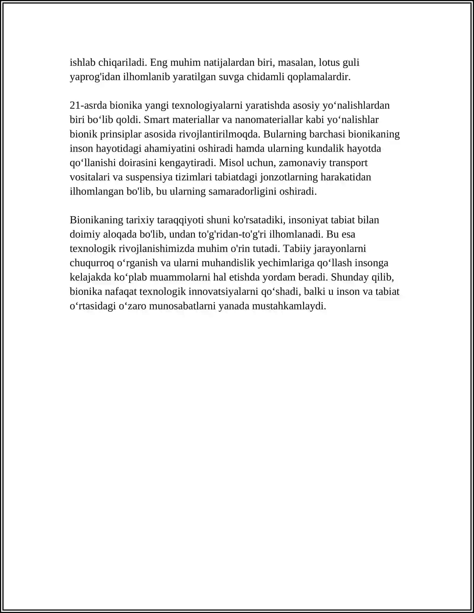 BIONIKA ASOSLARI VA UNI INSON HAYOTIDAGI OʻRNI 4