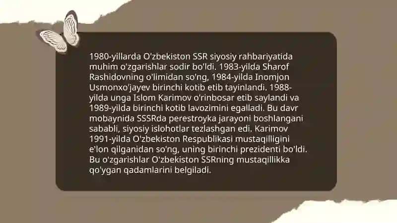 Mustaqillikka erishish arafasida Oʻzbekistondagi ijtimoiy siyosiy jarayonlar 4