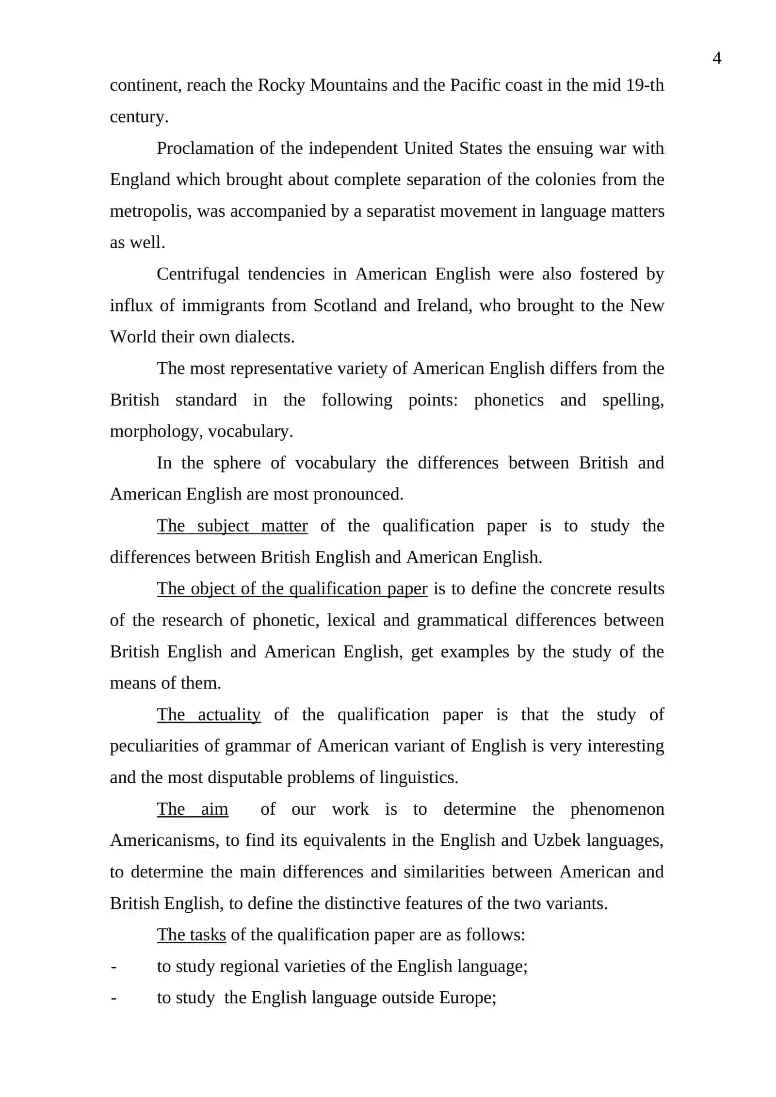 THE DIFFERENCE BETWEEN AMERICAN AND BRITISH ENGLISH 4