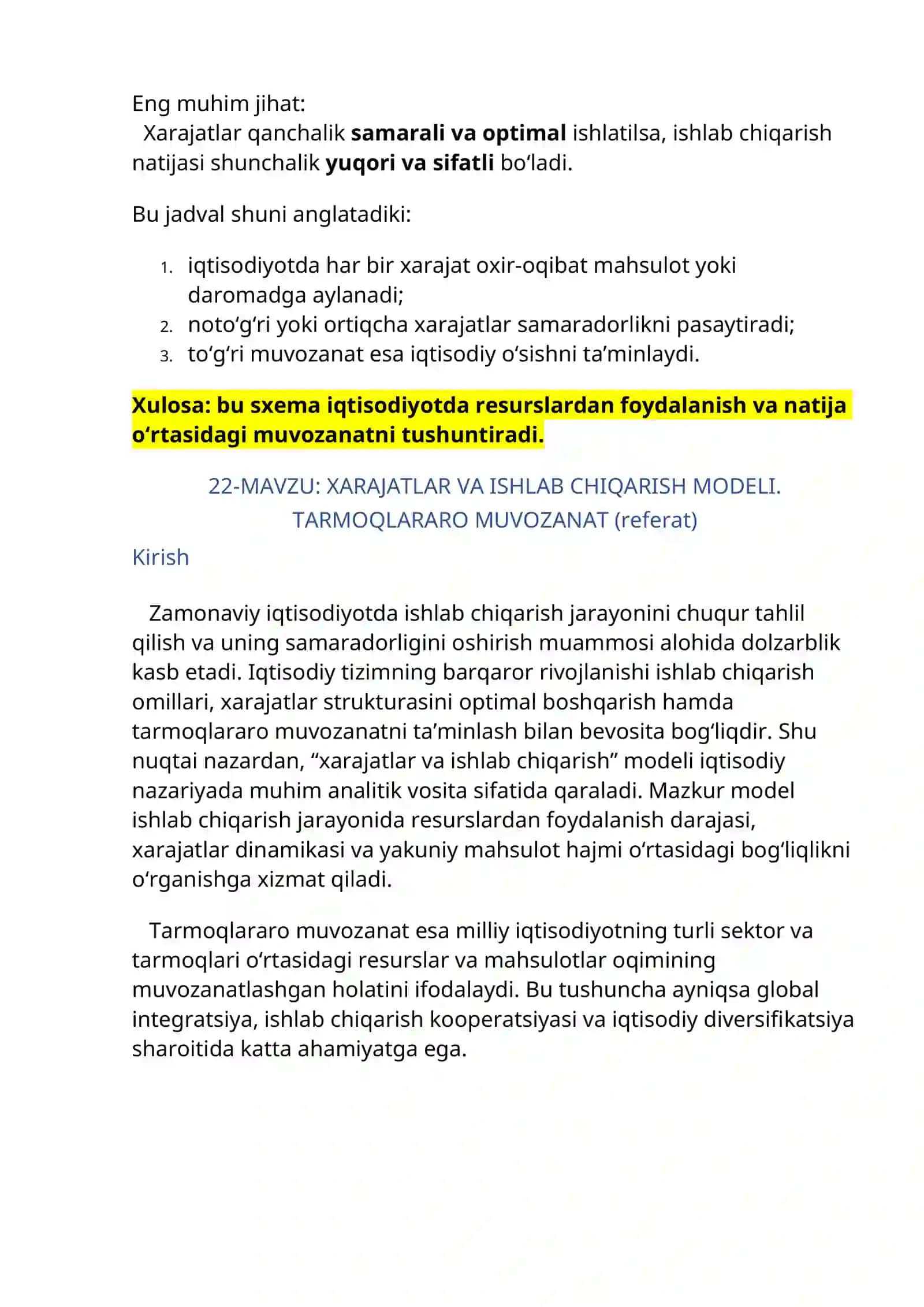Iqtisodiy o‘sish turlari va O‘zbekistonning iqtisodiy salohiyati (ESSE) 4
