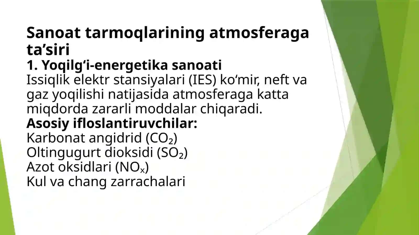 SANOAT TARMOQLARINING ATMOSFERAGA TA’SIRI VA UNI OLDINI OLISH 4