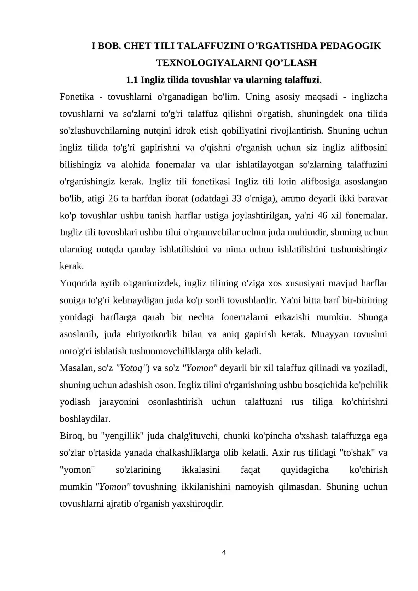 Chet tili talaffuzini o’rgatishda pedagogik texnologiyalarni, innovatsion ta`limni qo’llash 4
