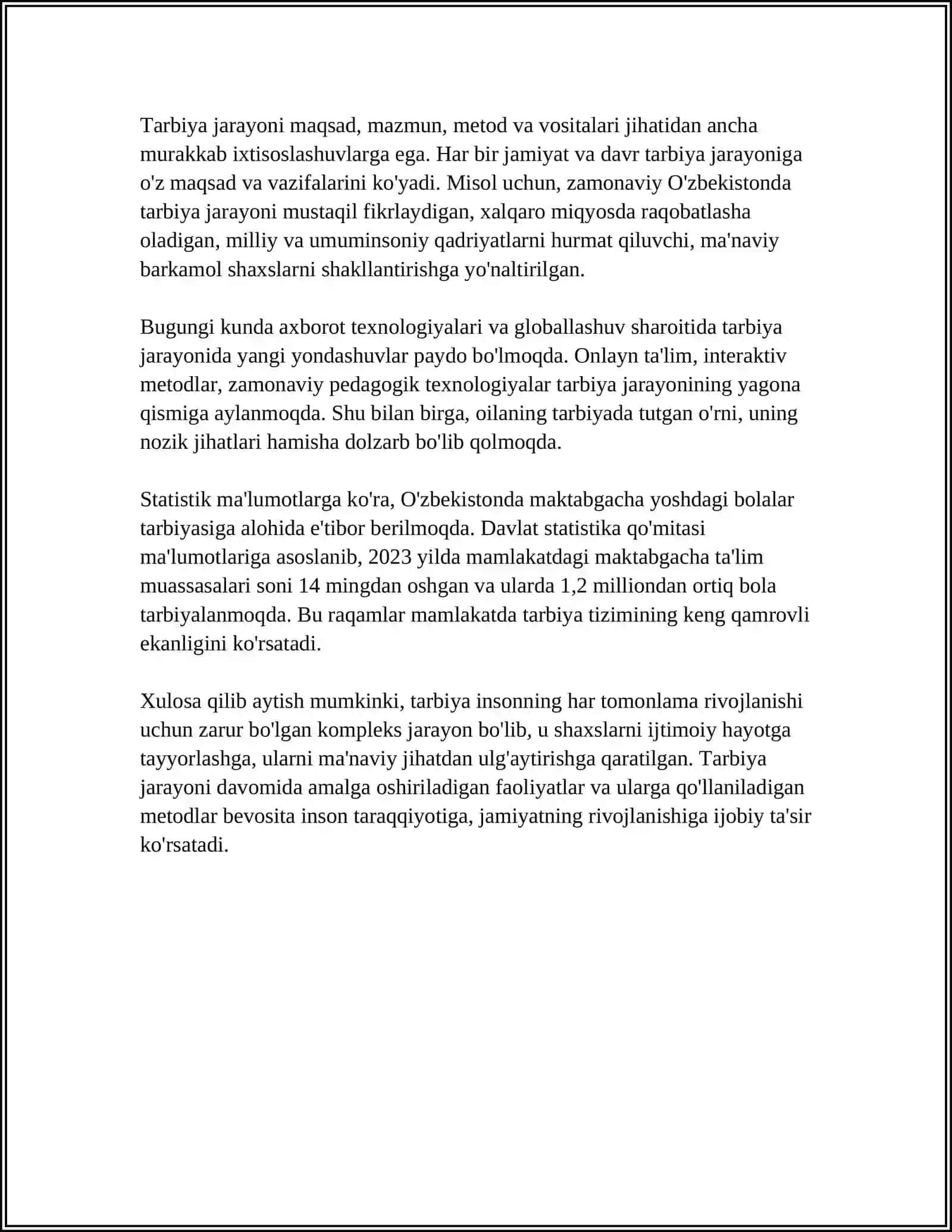 TARBIYA ALOHIDA FAOLIYAT TURI SIFATIDA VUJUDGA KELISHI 4