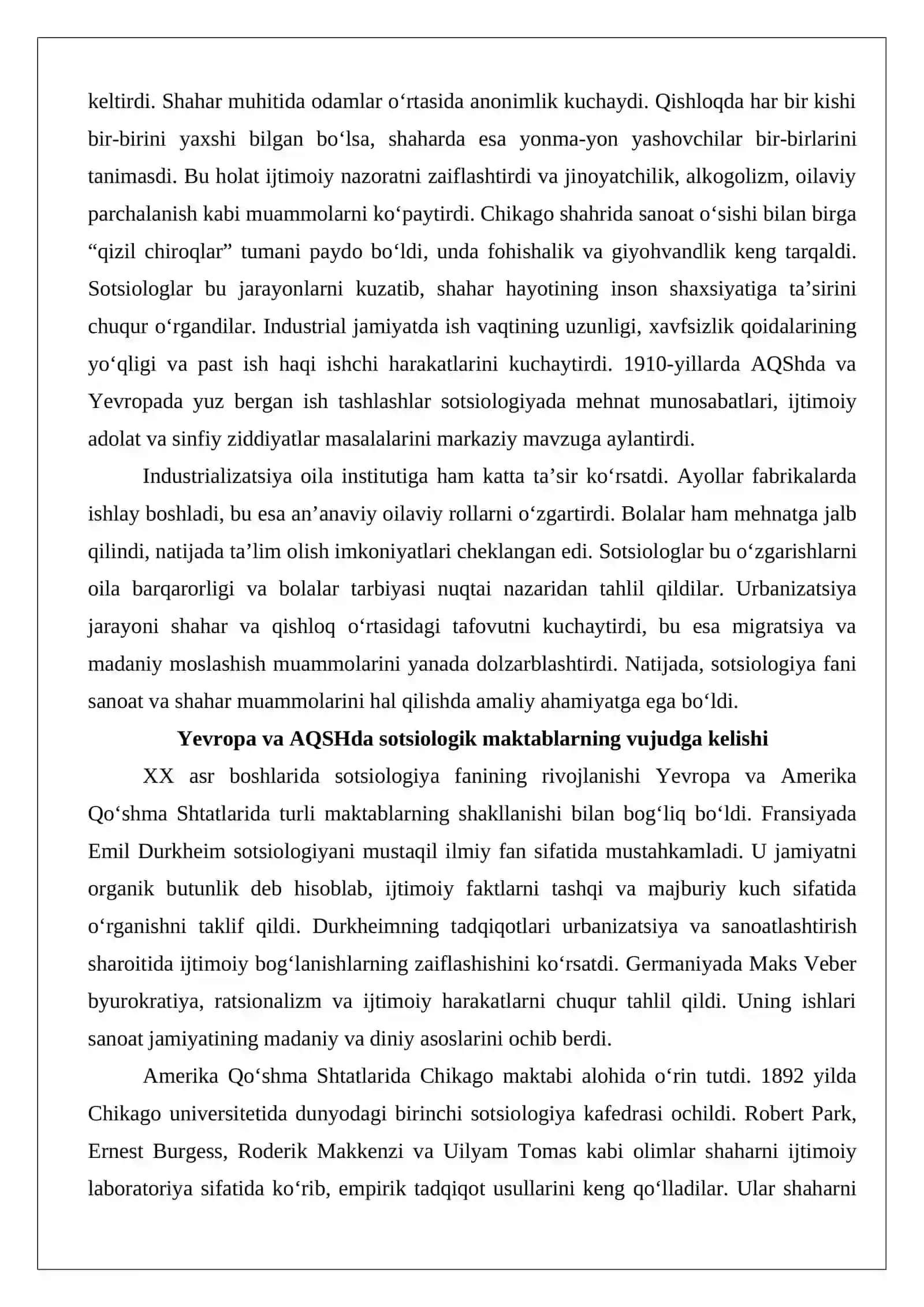 XX asr boshlarida sotsiologiyaning rivojlanishi 4