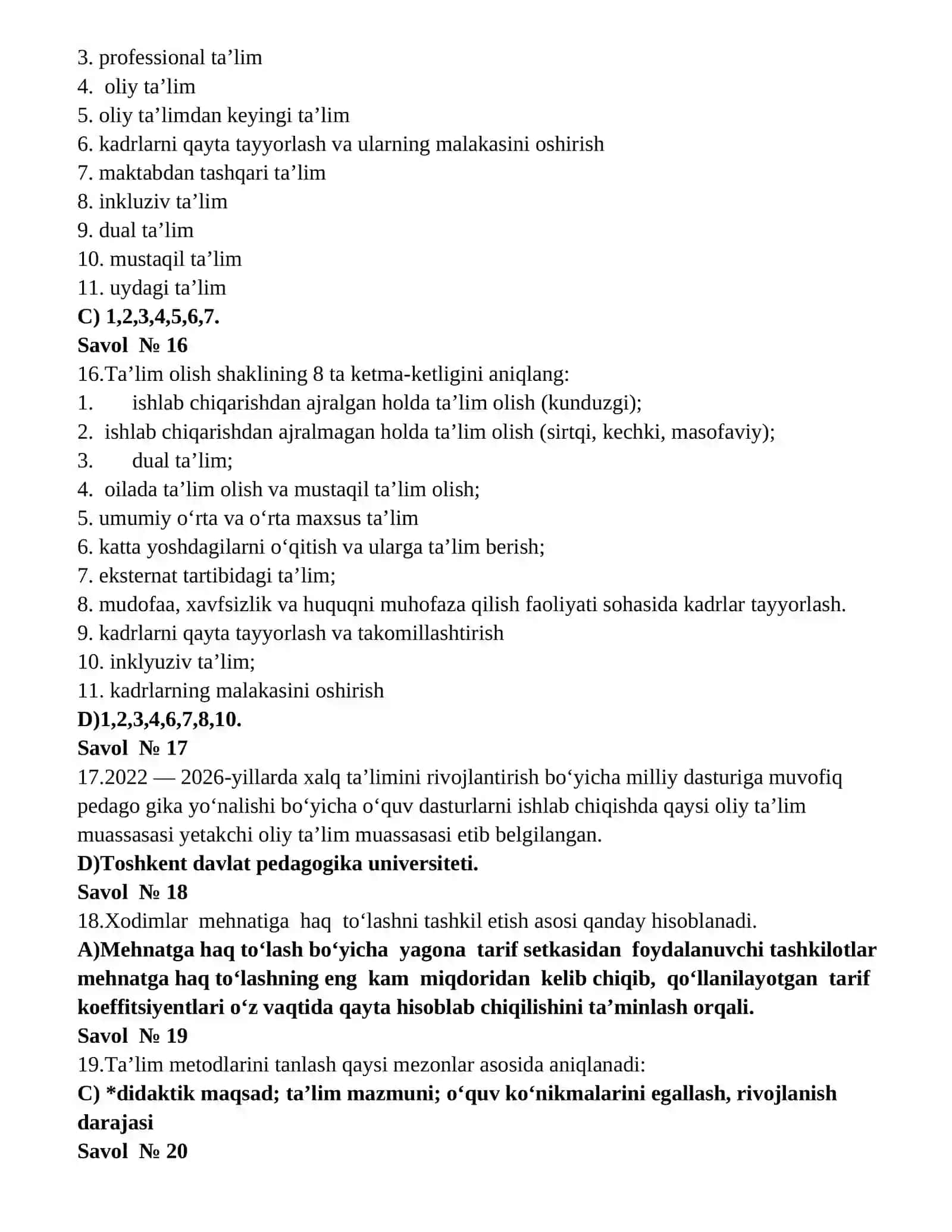 МЕНЕЖЕРЛИК КУРСИ (JAVOBLARI BILAN) 4