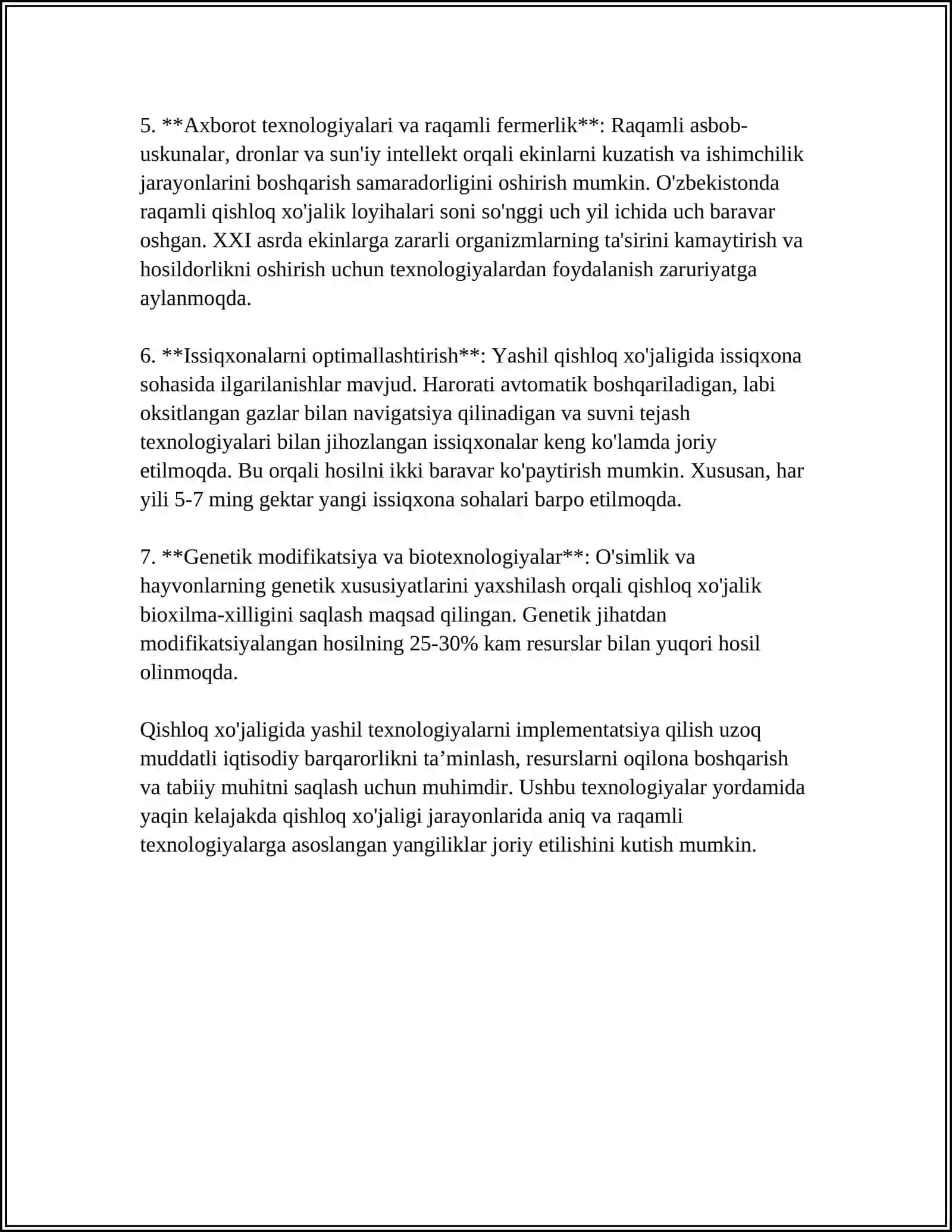 QISHLOQ XOJALIGI YASHIL IQTISODIYOT 4