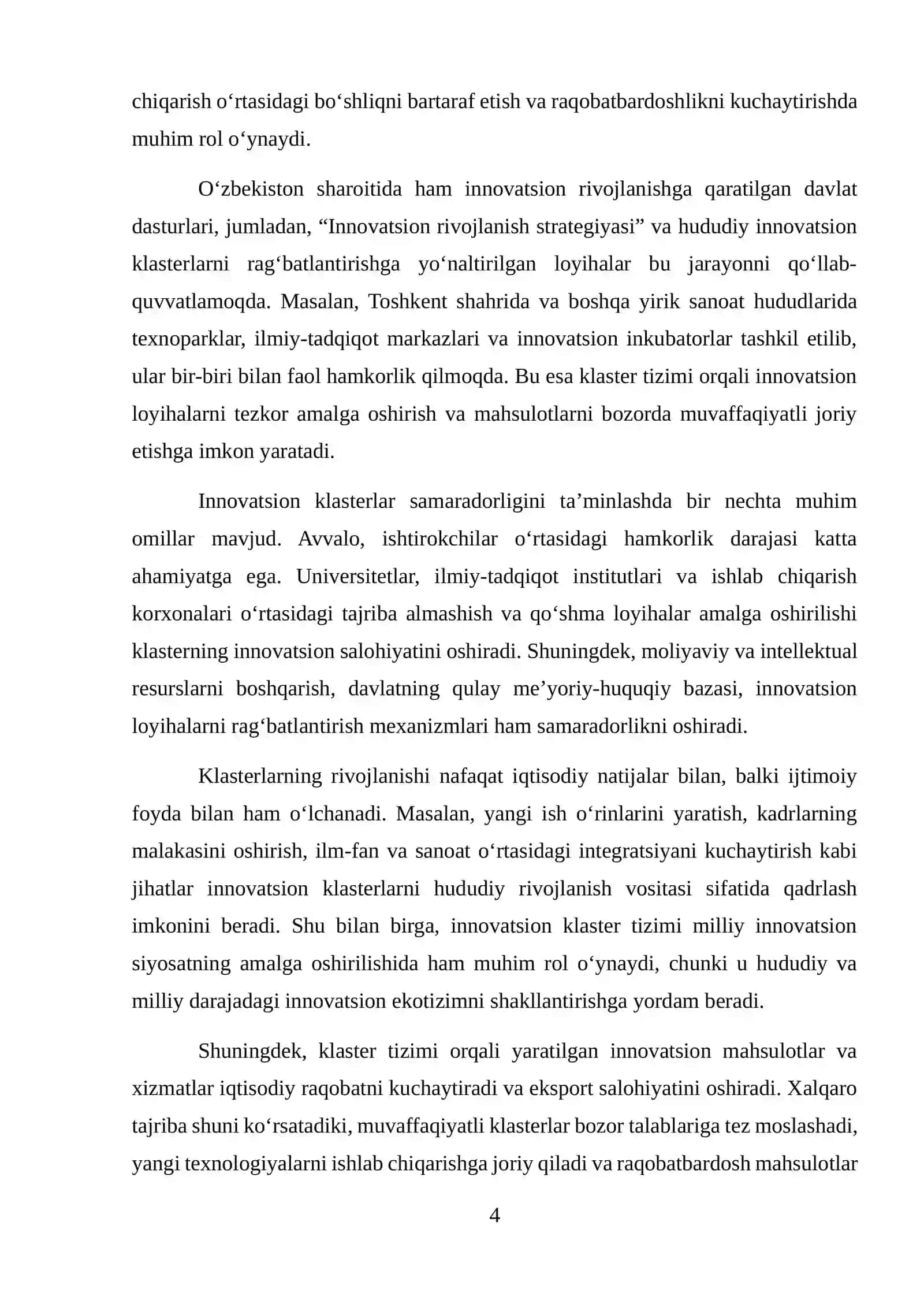 INNOVATSION KLASTERLAR TIZIMINI YARATISH VA BOSHQARISH 4