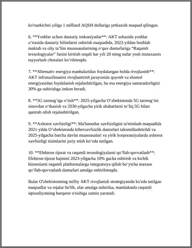 O'ZBEKISTONDA AXBOROT-KOMMUNIKATSIYA TEXNOLOGIYALARI SOHASINI RIVOJLANTIRISHDAGI DAVLAT SIYOSATI 4