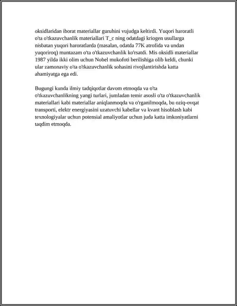 O'TA O'TKAZUVCHANLIK VA UNING KVANTOMEHANIK TALQINI.LORENS ALMASHINISHLARI VA UNDAN CHIQADIGAN XULOSA 4