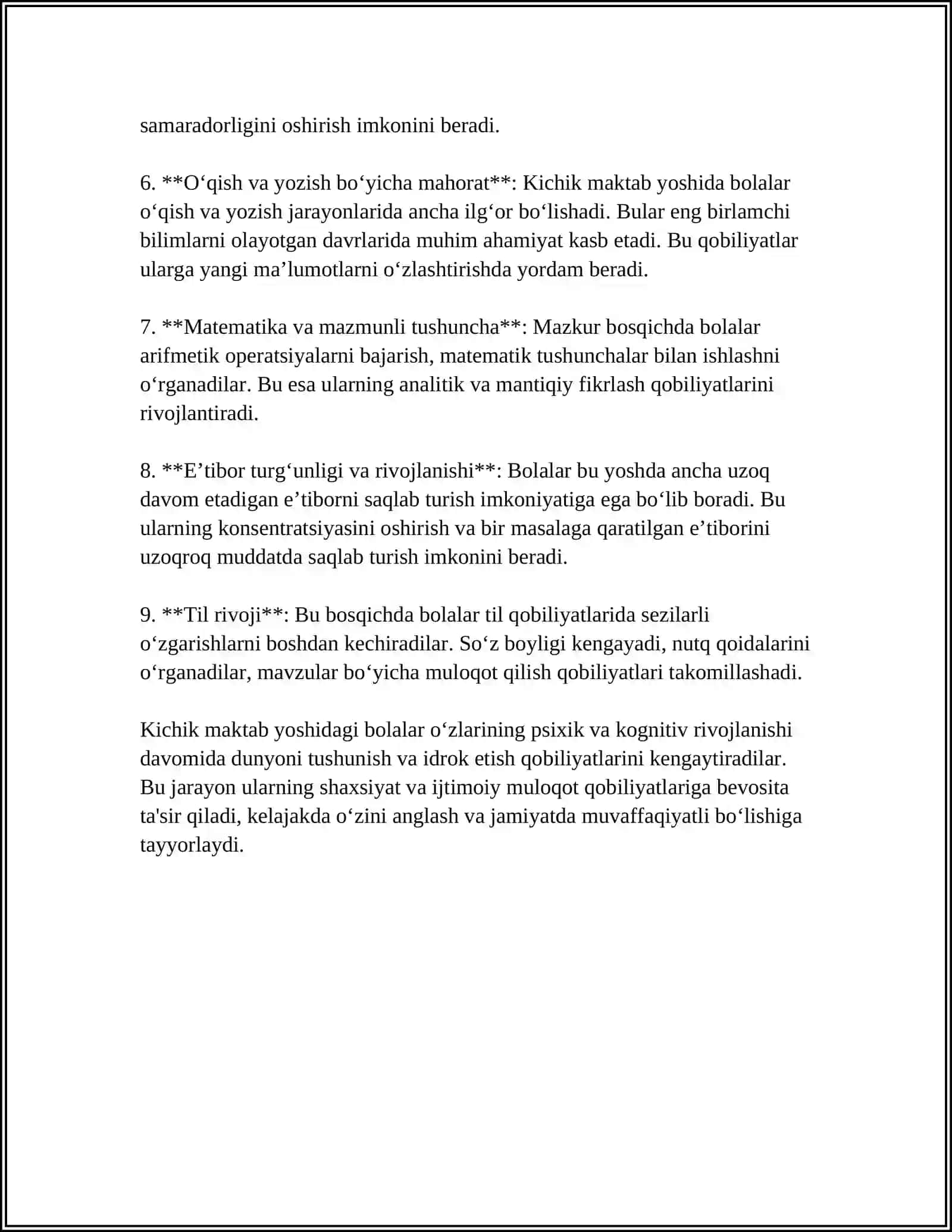 Kichik maktab yoshida bilish (kognitiv) psixik rivojlanish xususiyatlari 4