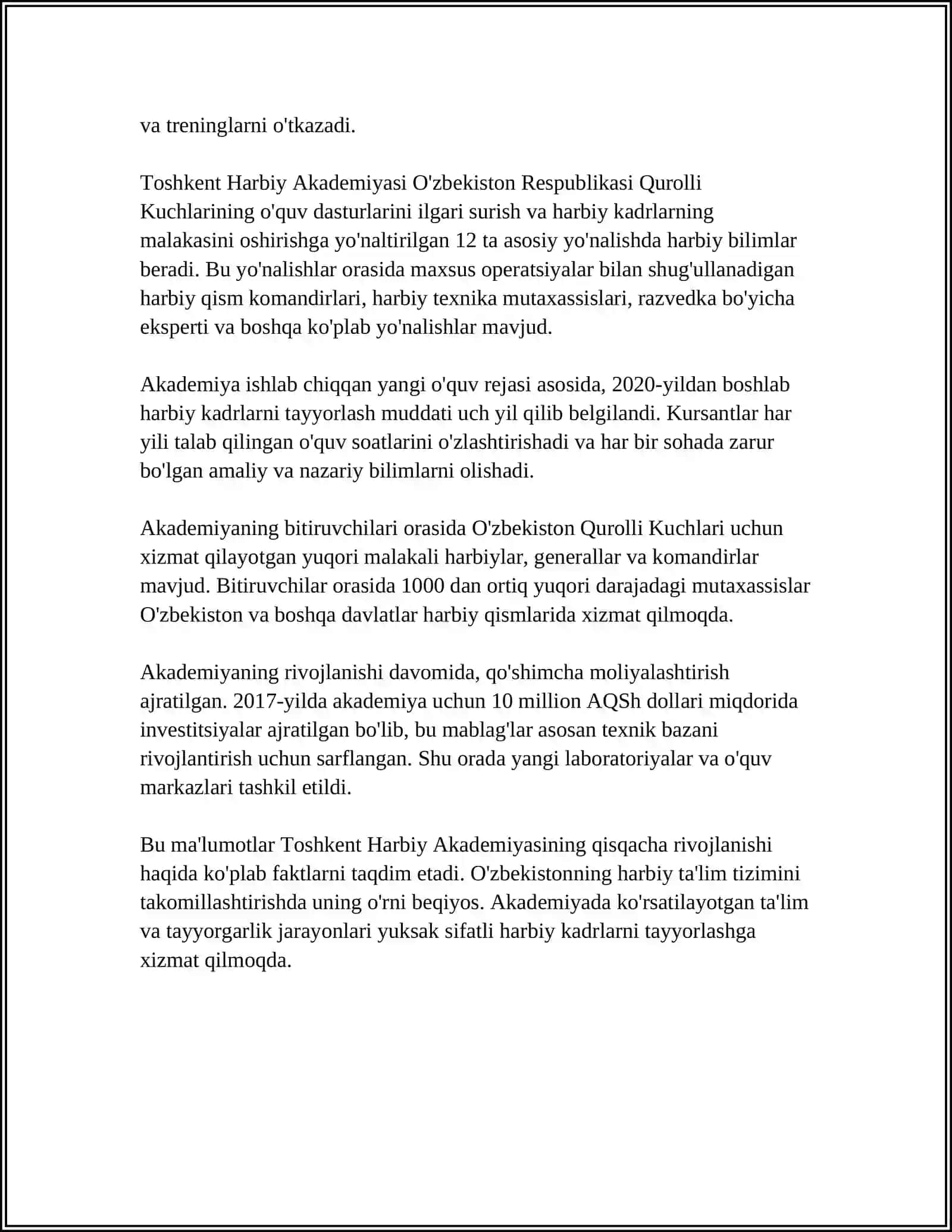 OʻZBEKISTON QUROLIY KUCHLARI."MILLIY ARMIYA"NING TAKOMILLASHISHI 4