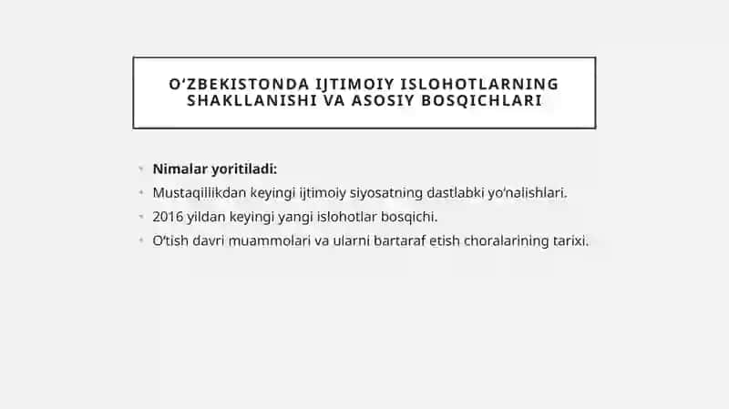 O‘zbekistonda ijtimoiy sohada amalga oshirilayotgan o‘zgarishlar mazmun mohiyati 4