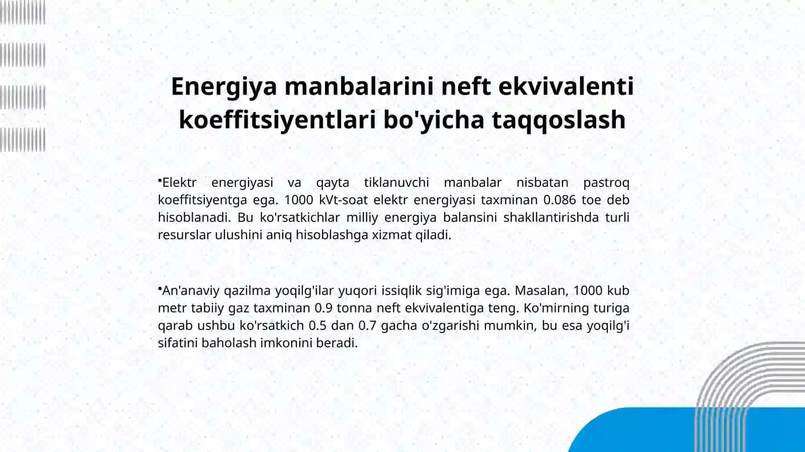 Energiya resurslarini neft ekvivalenti asosida hisoblash usullari va ularning amaliy ahamiyati 4