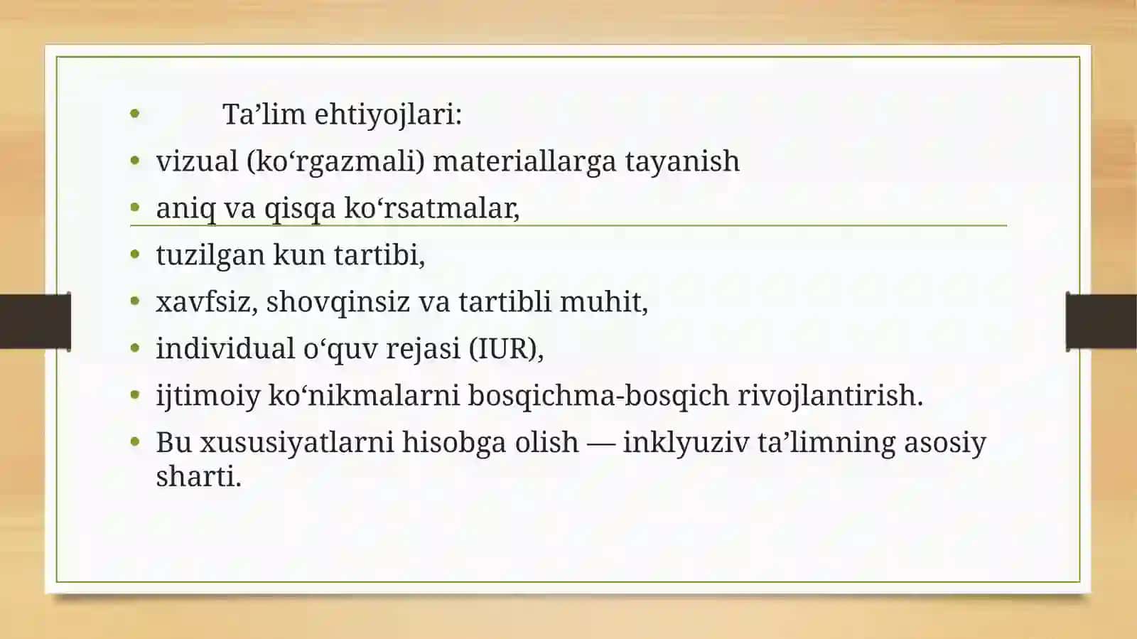 Autistik spektr buzilishlariga ega bolalar uchun inklyuziv strategiyalari va ularni amalga oshirish shart-sharoitlari 4