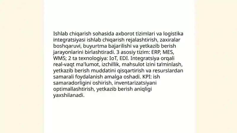 Logistika boshqaruvida axborot tizimlarining roli 4