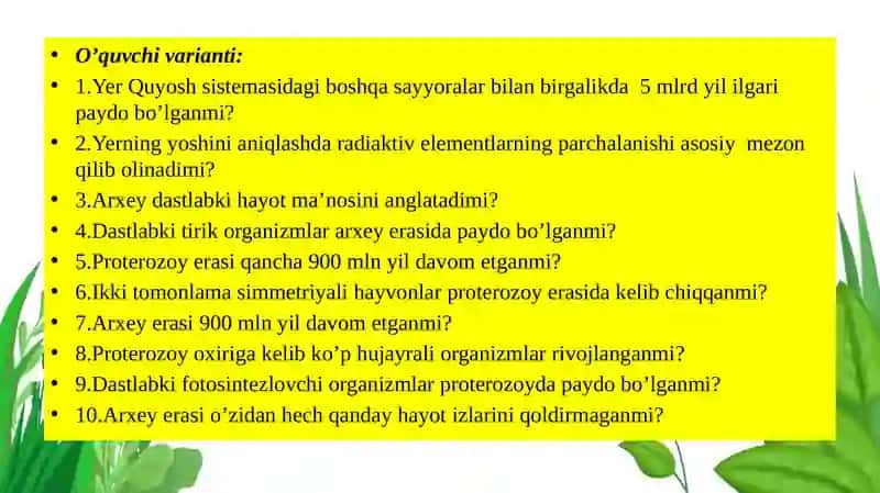 Paleozoy erasidagi hayot 4