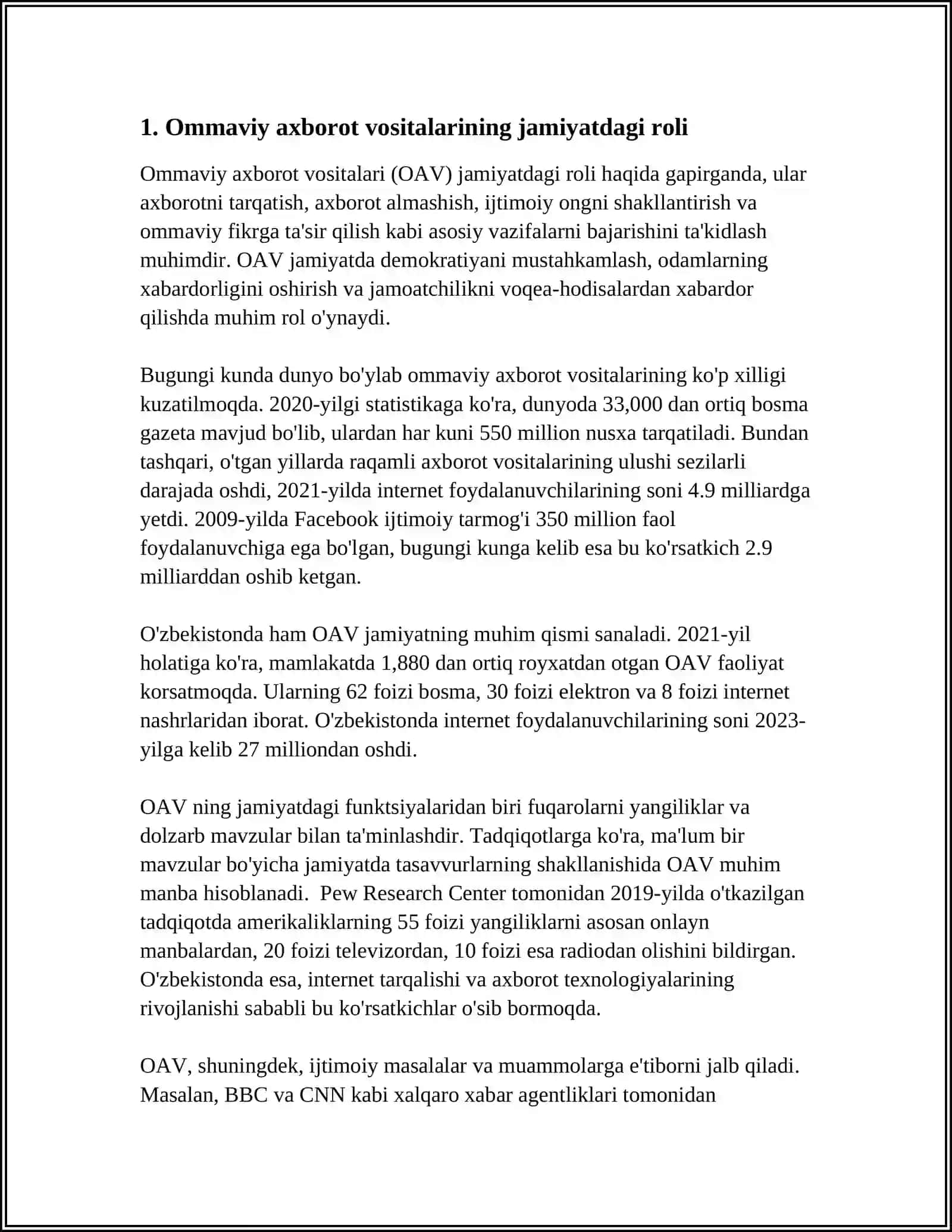 YANGI O’ZBEKISTON RESPUBLIKASIDA OMMAVIY AXBOROT VOSITALARINING AHAMIYATI 4