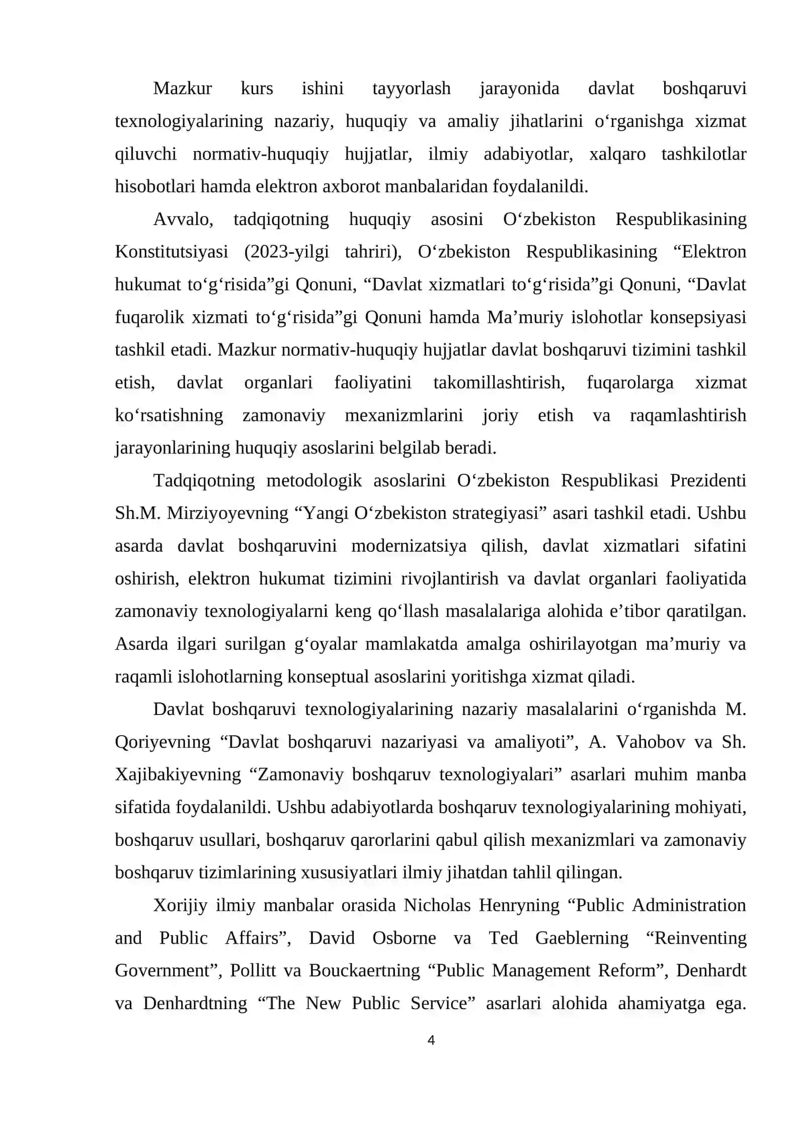 DAVLAT BOSHQARUVI TEXNOLOGIYALARI 4