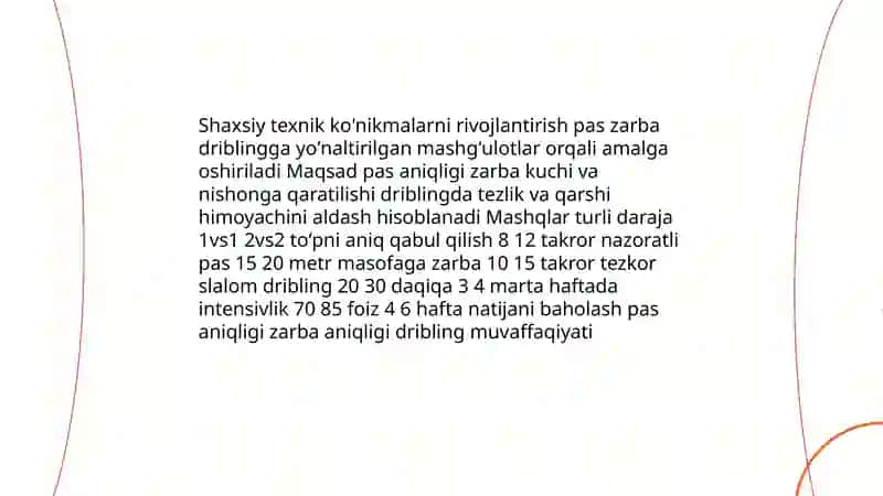Futbolchilarni texnik-taktik tayyorgarligini amalga oshirish 4