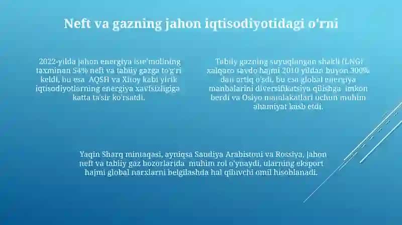 Neft va tabiiy gazning roli, ahamiyati va hozirgi zamon ta'limoti 4