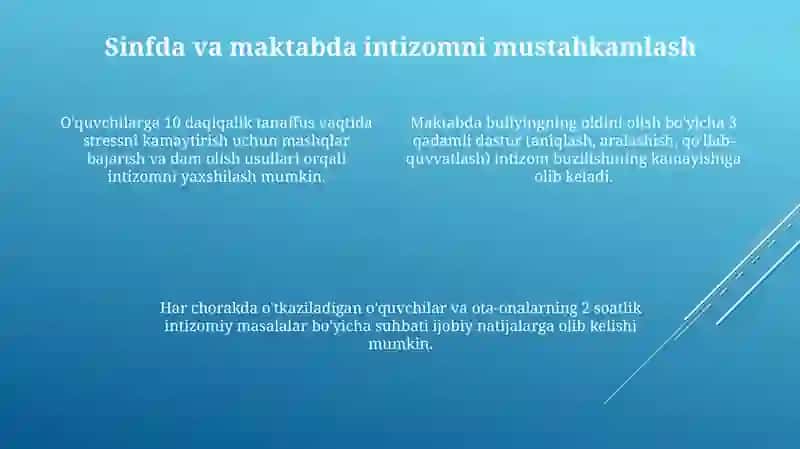 O'quvchilar bilim sifatini oshirish va sinf va sinfda intizomni mustahkamlash 4