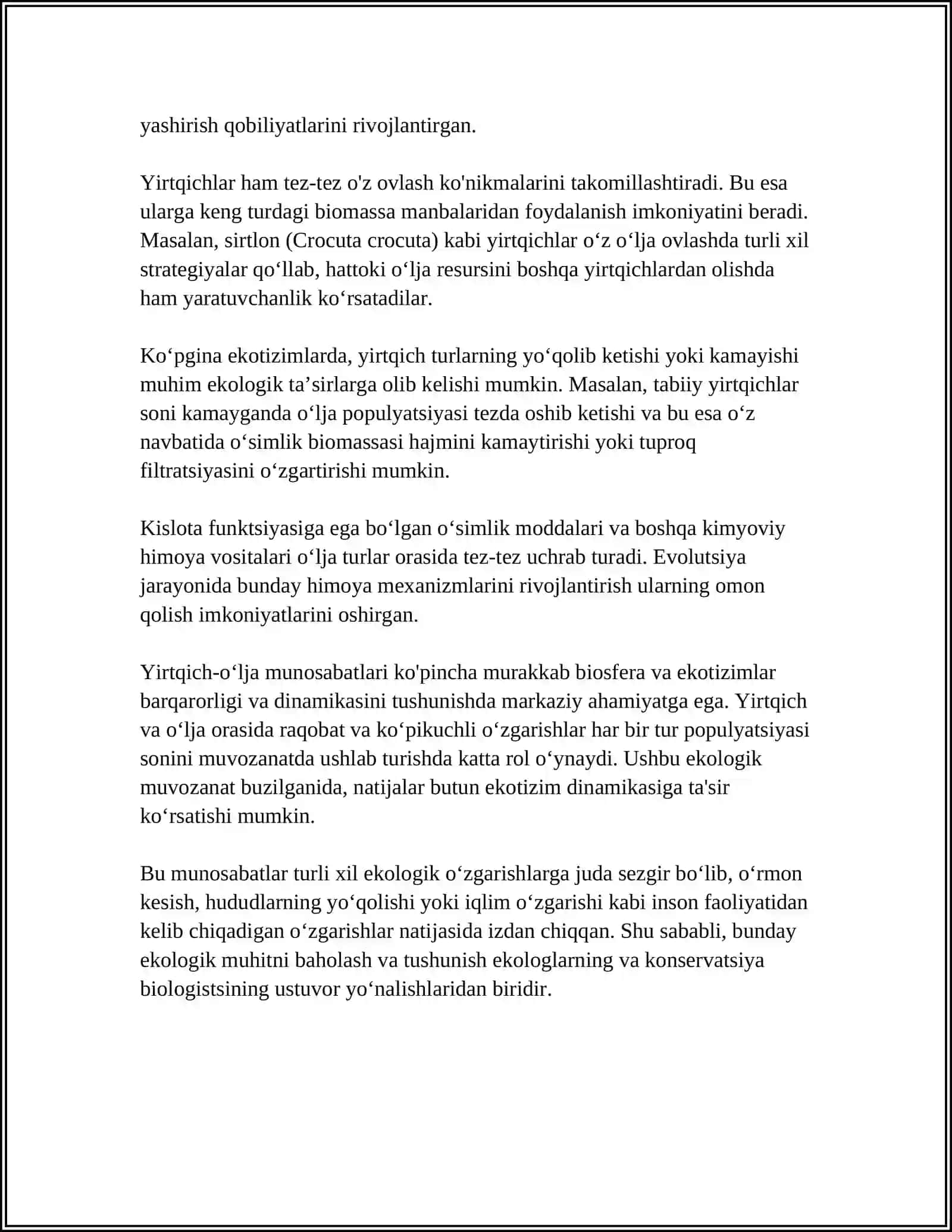TIRIK ORGANIZMLARNING OʻZARO MUNOSABAT SHAKLLARI JADVAL ASOSIDA 4