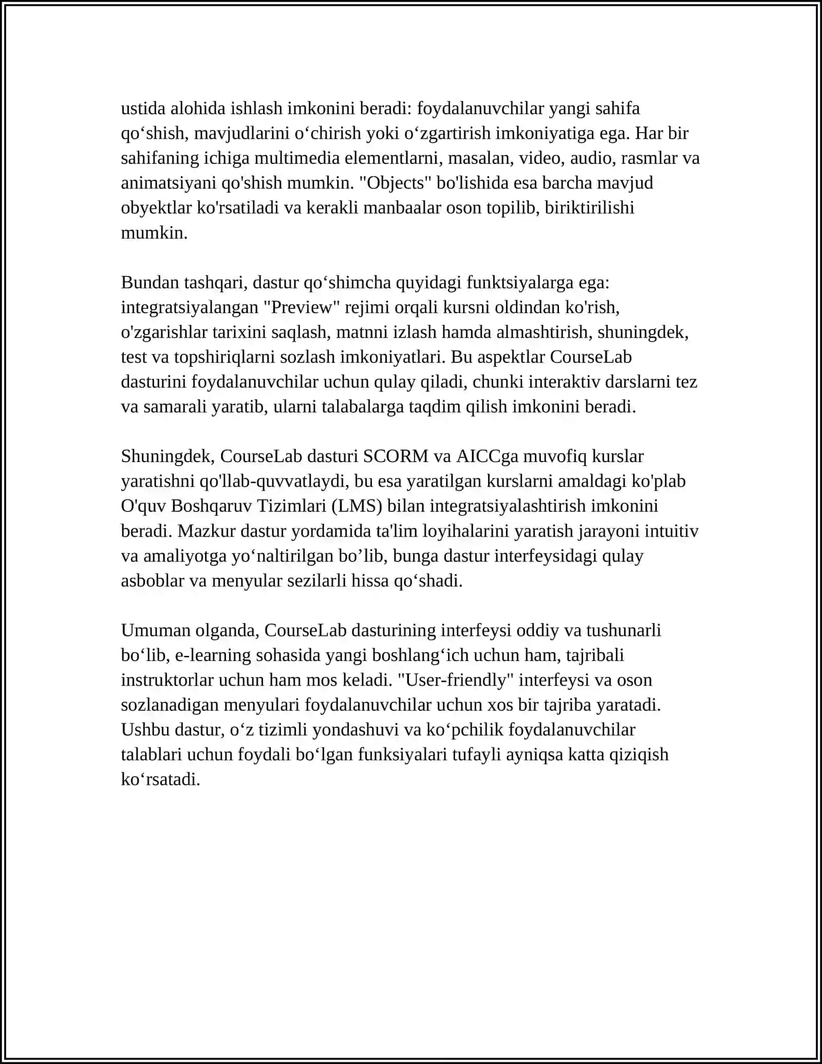 CourseLab dasturida Ingliz tilidan testlar va topshiriqalarni loyhalash 4