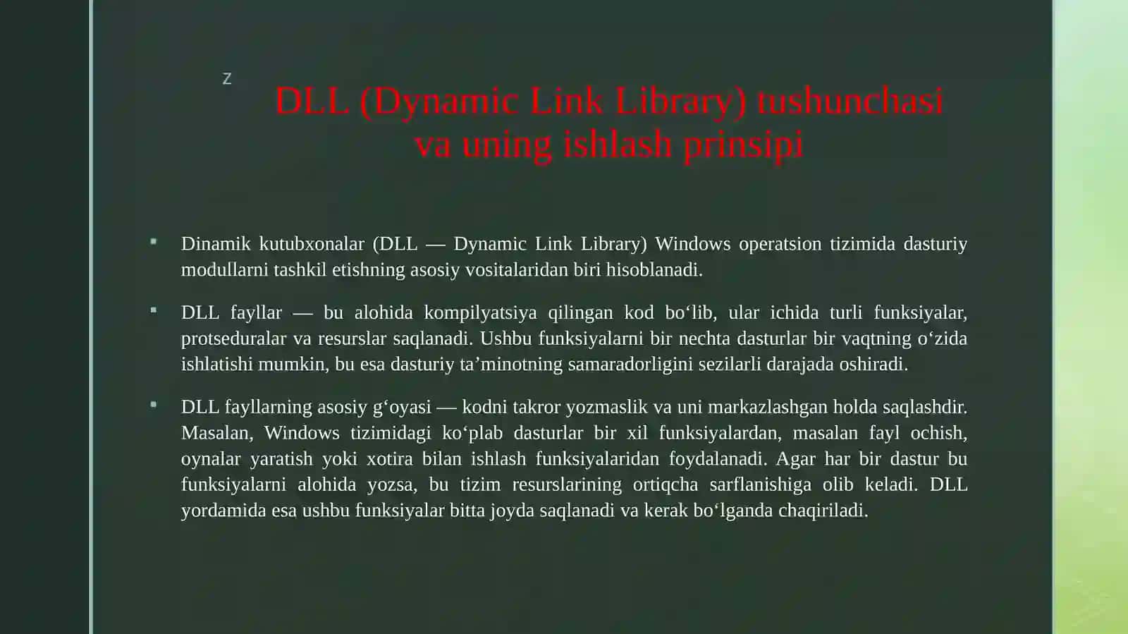 Dinamik kutubxonalarni (DLL) statik tahlil qilish va ularning bog'lanishlarini aniqlash. 4