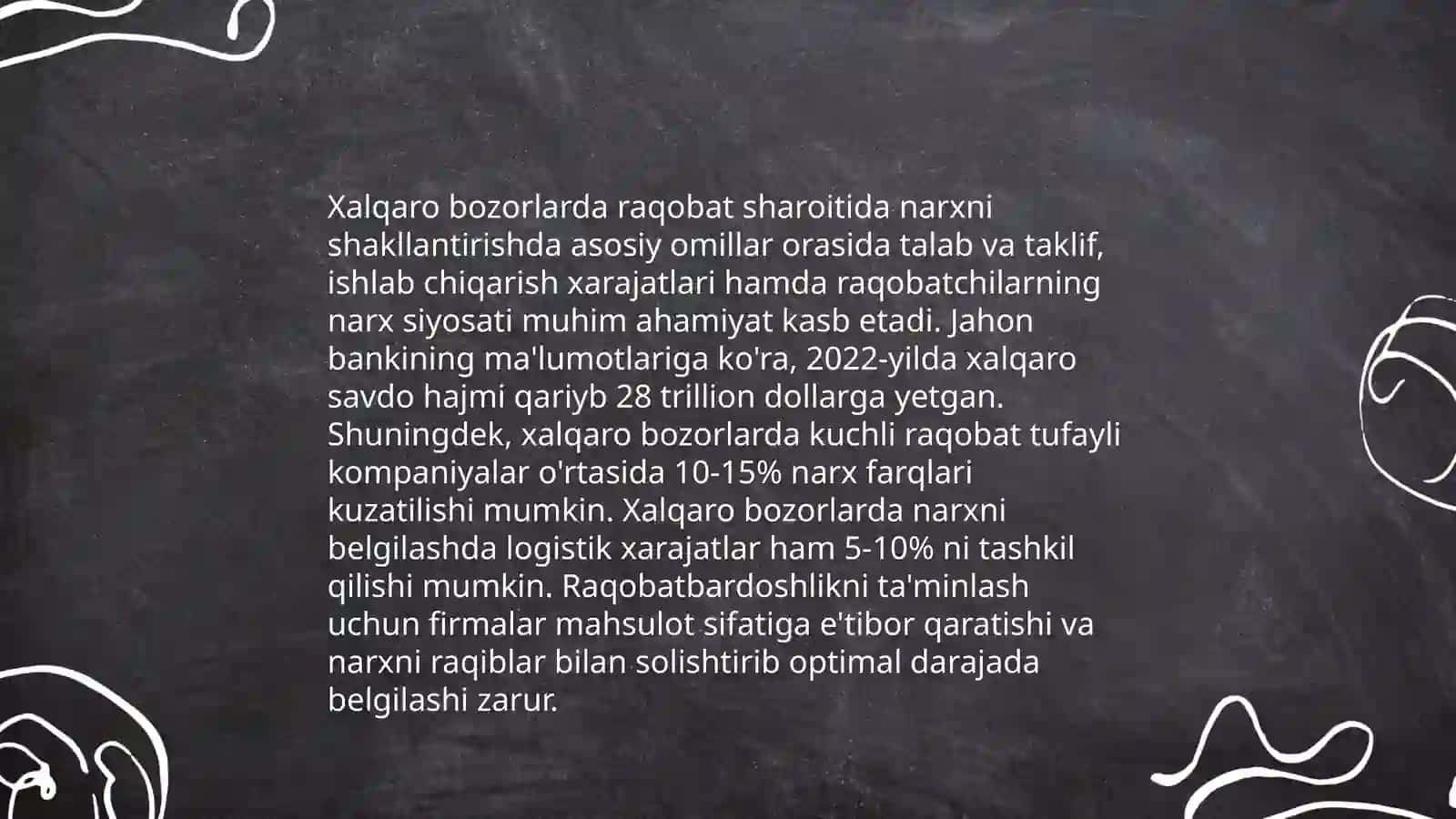 Xalqaro marketingda narxlar, narxni shakllantirish va narx siyosati 4