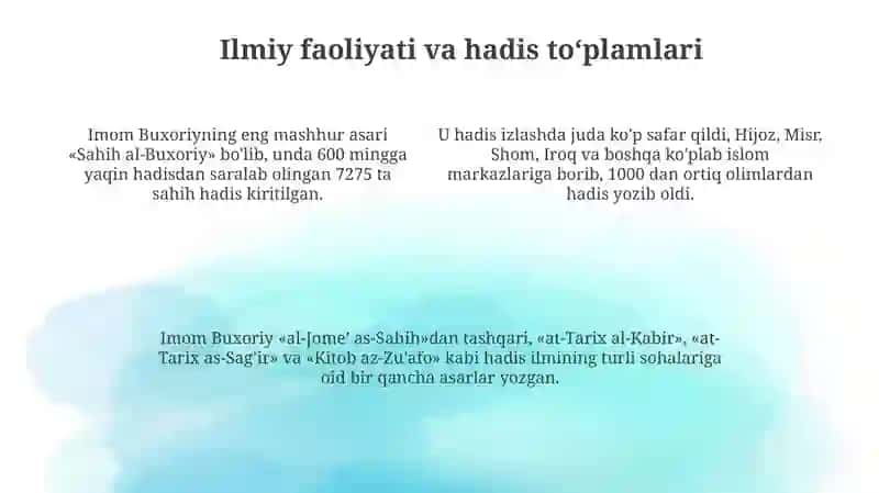 Imom al-Buxoriy hayoti ilmiy faoliyati va pedagogik qarashlari 4