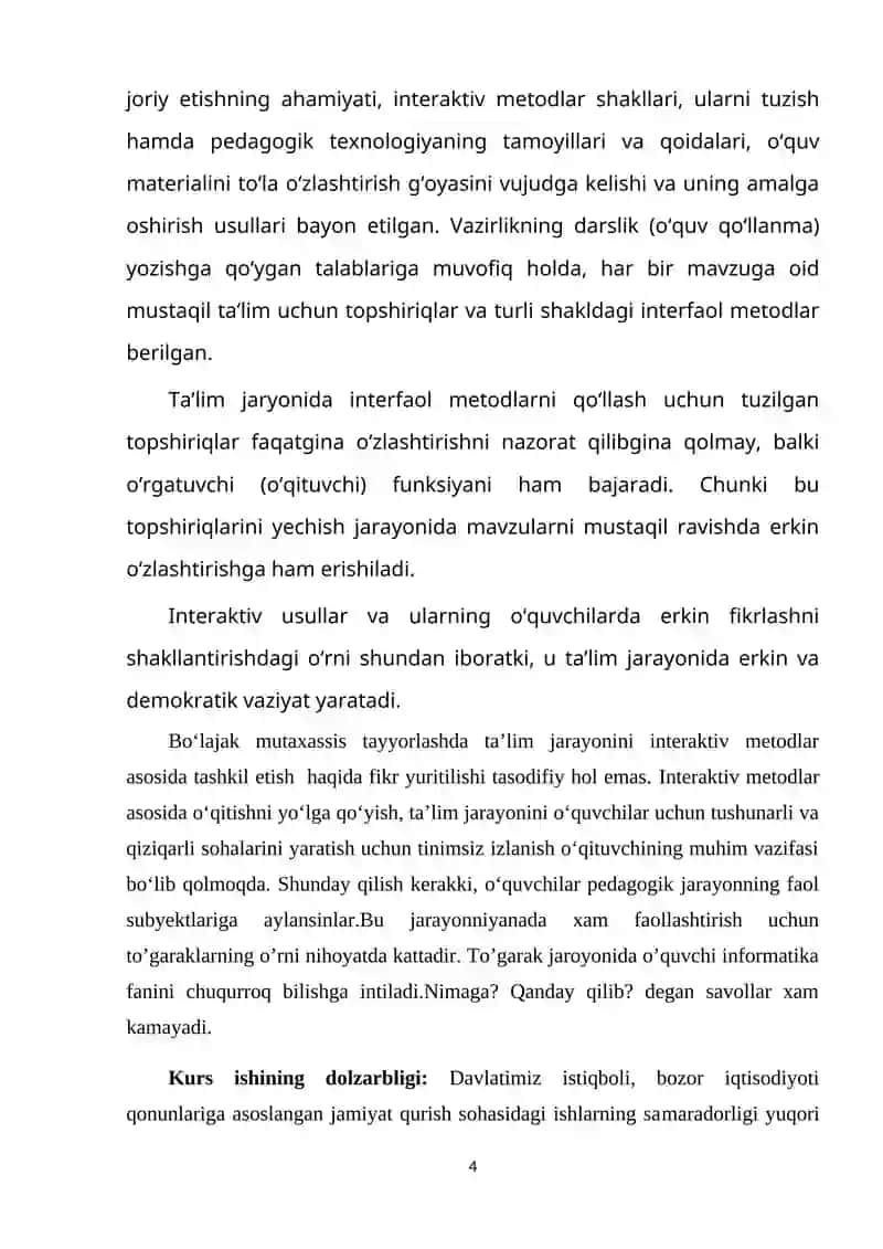 O’QISH DARSLARIDA MUSTAQIL ISHLARNI TASHKIL ETISH 4