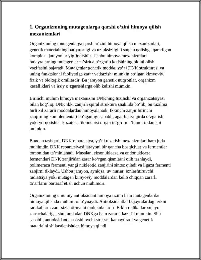 ORGANIZMNING MUTAGEN TA’SIRIGA CHIDAMLILIGI. TOMAS MORGANNING XROMASOMA NAZARIYASI. JINS GENETIKASI 4