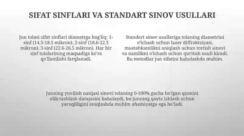 Jun tolasining sifatini belgilovchi standartlar 4