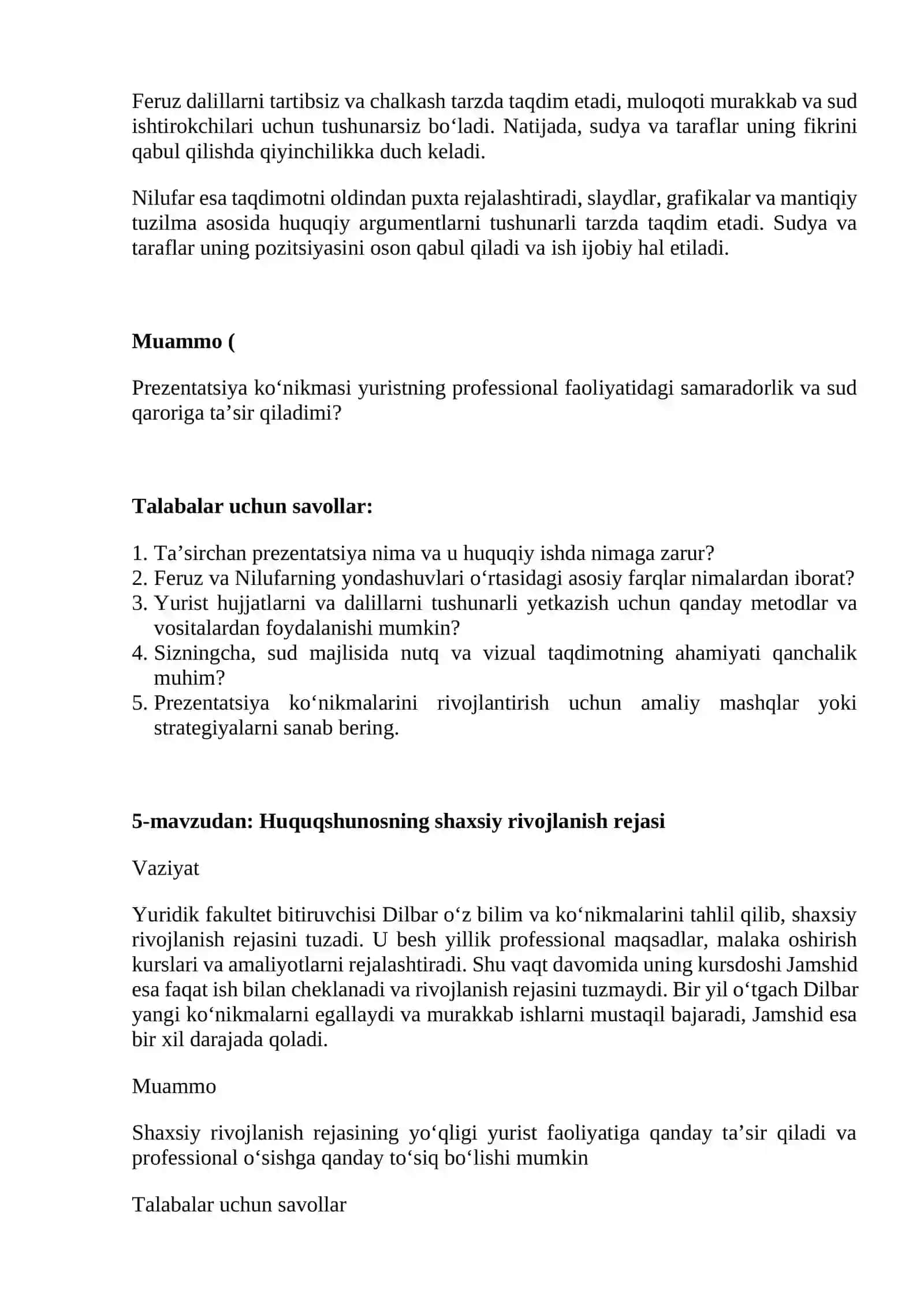 HUQUQSHUNOS MUTAXASSIS SHAKLLANISHIDA ZAMONAVIY ISH KO‘NIKMALARI VA KOMPETENSIYALARNING ROLI 4