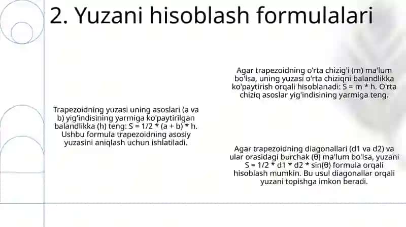 Egri chiziqli trapezoidning maydoni 4