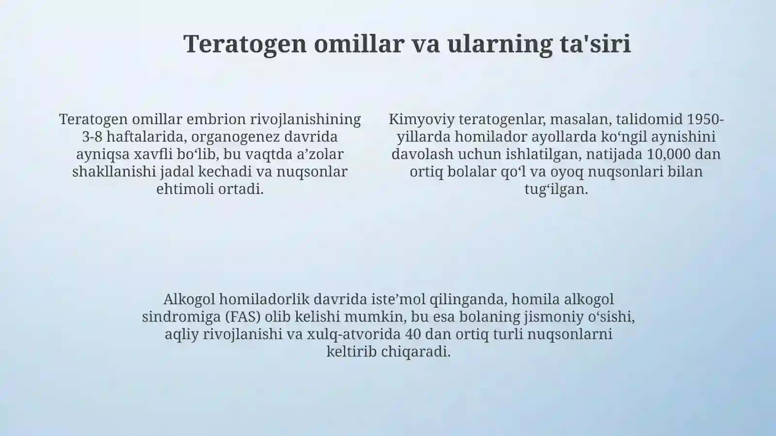 9-sinf 45-mavzu Embrion rivojlanishiga tashqi muhitning ta'siri 4