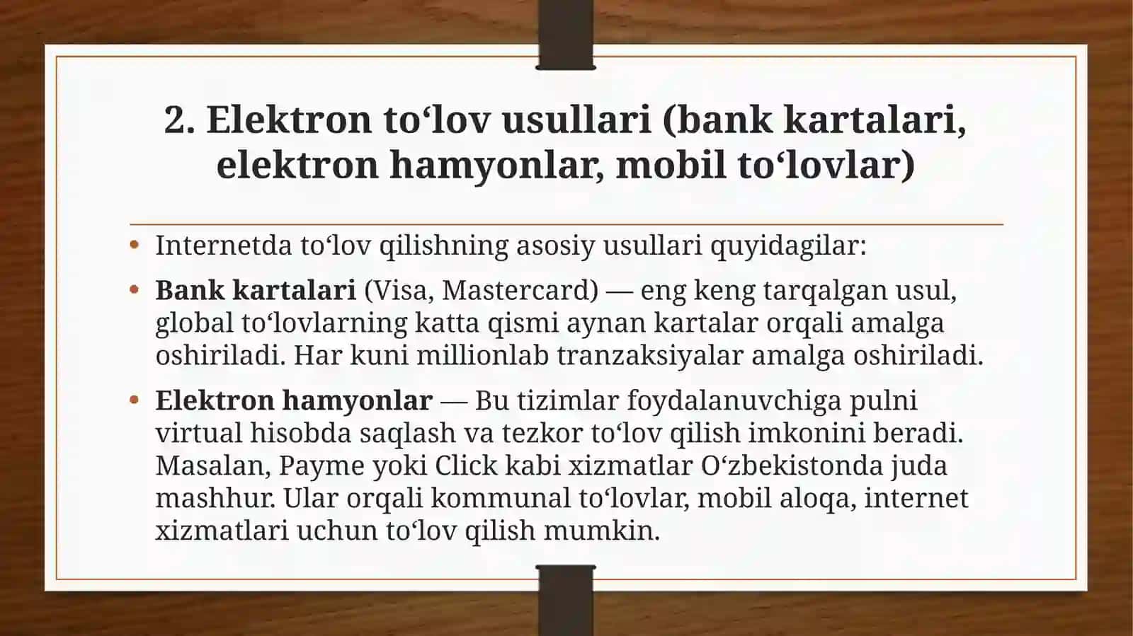 Internet muhitida to‘lovlarni tashkillashtirish 4
