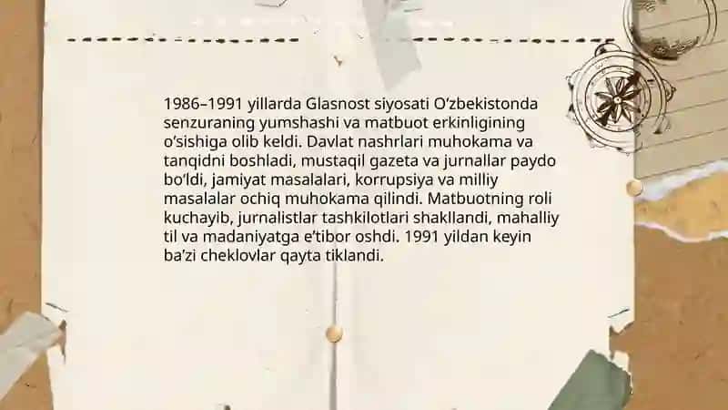 Qayta qurish yillarida Oʻzbekistondagi ijtimoiy-siyosiy vaziyat 4