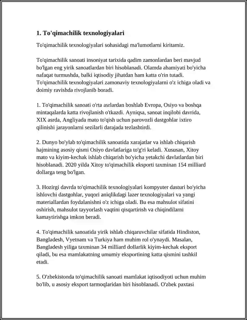 To'qimachilik texnologiyalari 4
