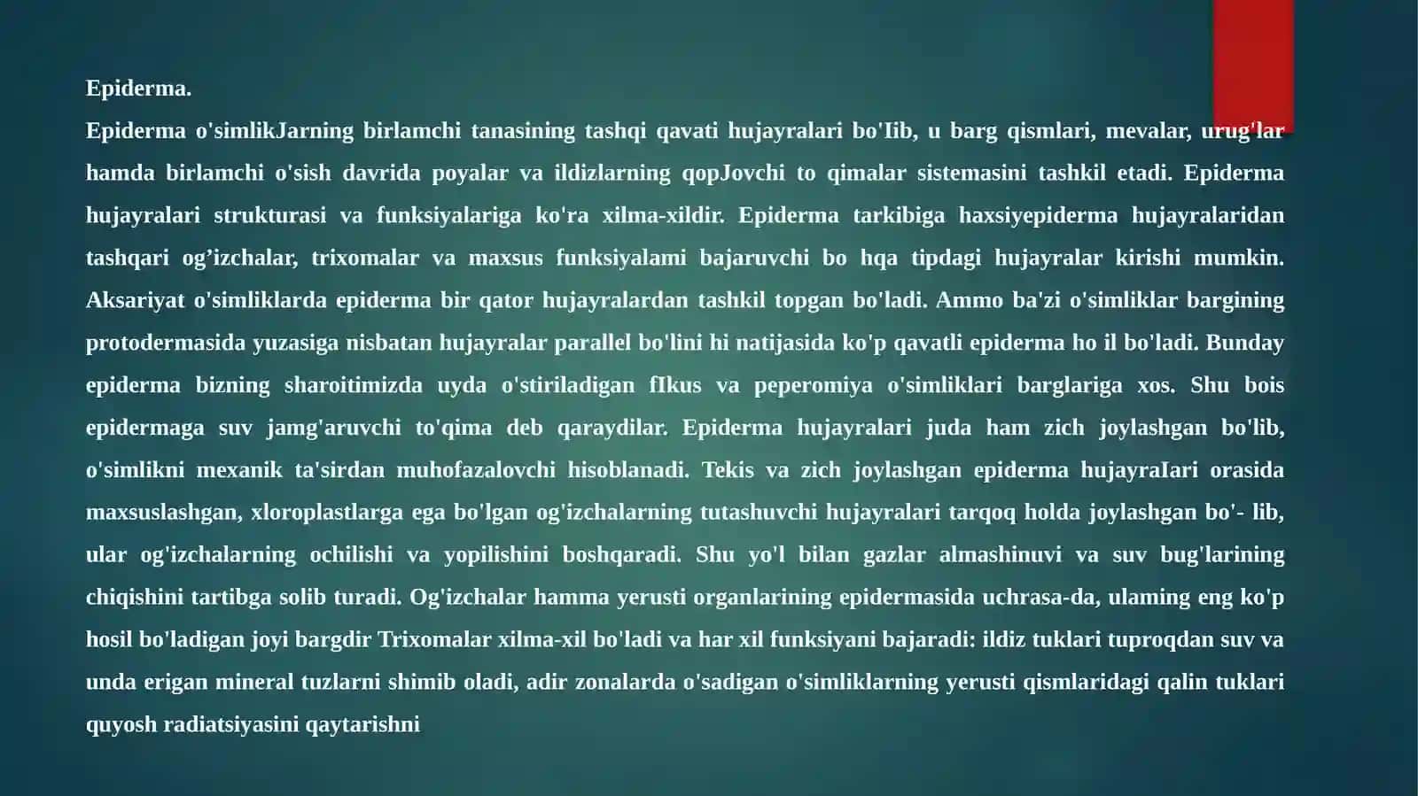 BOTANIKA FANIDAN IKKILAMCHI QOPLOVCHI TO’QIMA VA UNING ELEMENTLARI MAVZUSIDA KURS ISHI 4