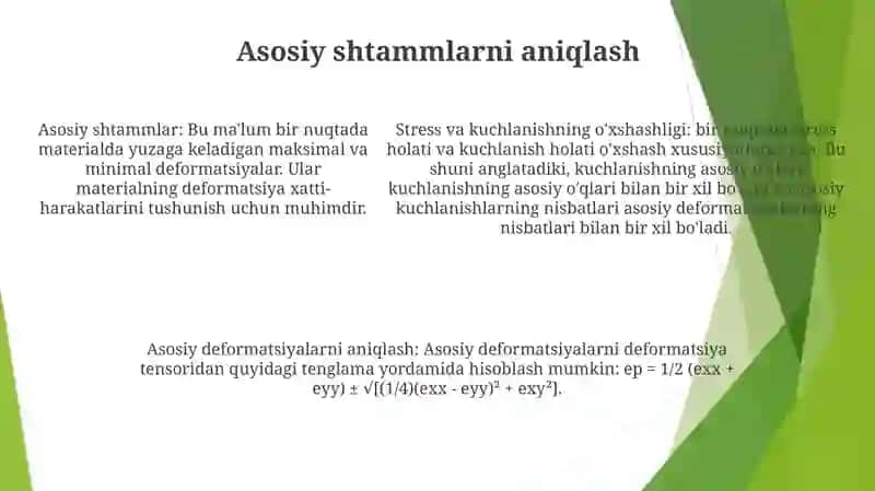 Bosh Deformatsiyalar, Nuqtadagi Kuchlanganlik Va Deformatsiyalangan Holatlarning OʼXshashligi 4