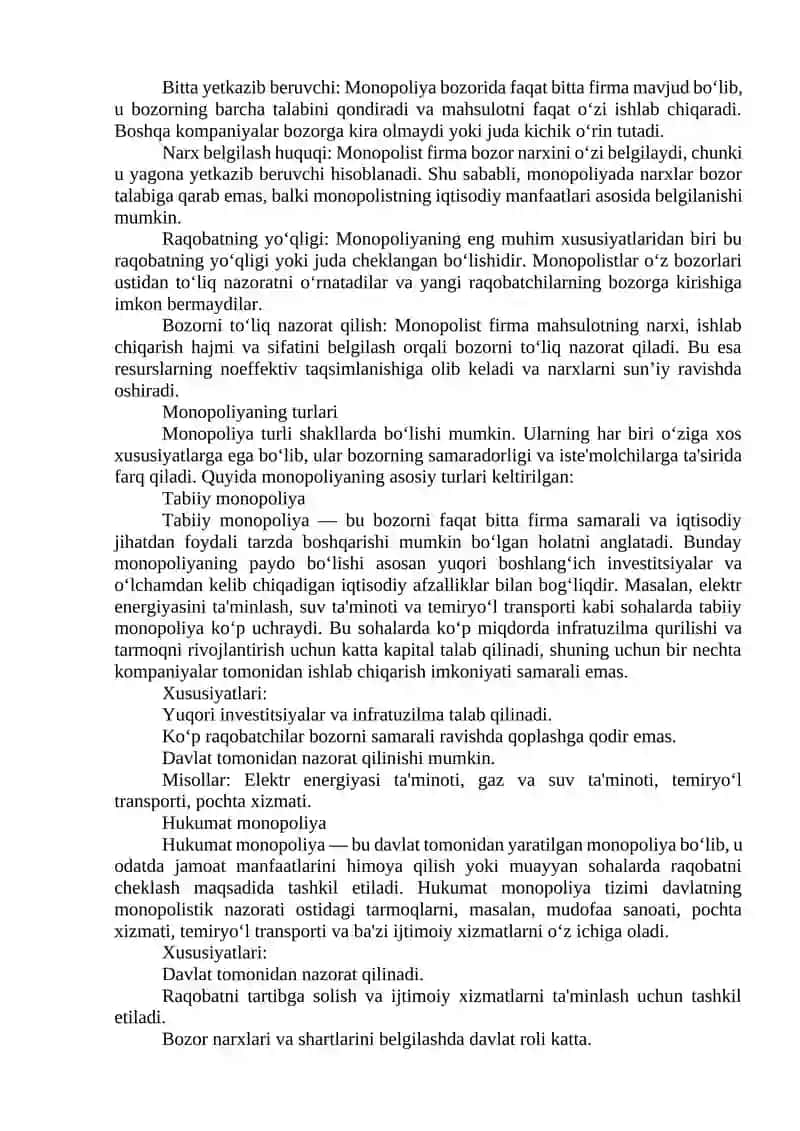 Monopoliya va monopolistik hukmronlik 4