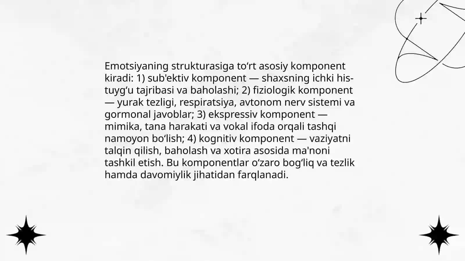 Shaxsning emotsional irodaviy holatlari. Emotsuya tushunchasi va uning fundamental turlari 4