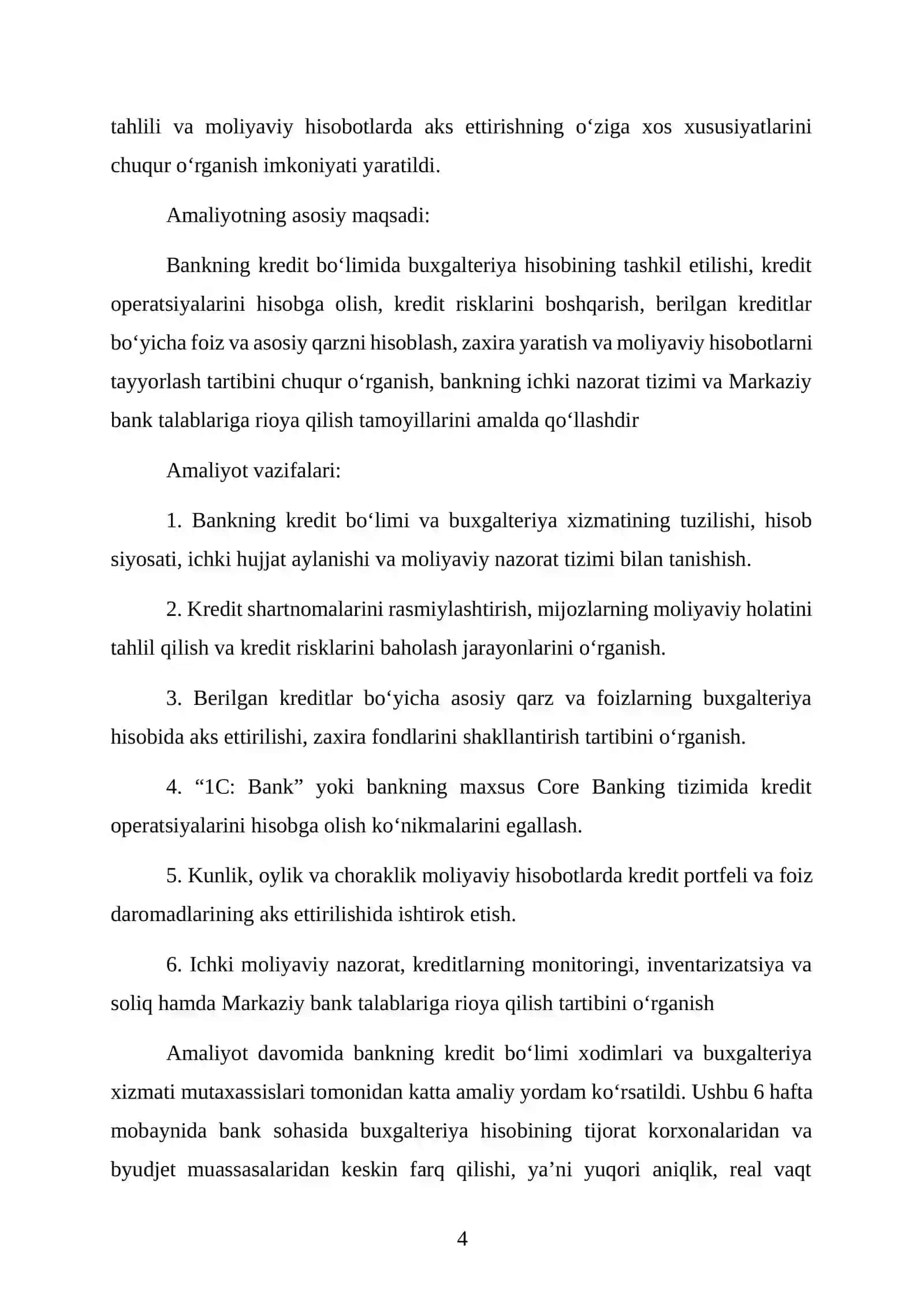 Navoiy shahar Ipoteka bank Bitiruv Malakaviy Amaliyot Hisoboti 4