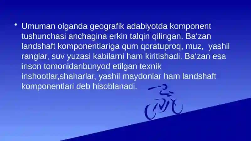 LANDShAFTLARNING TABIIY KOMPONENTLARI VAULARNING O‘ZARO ALOQALARI 4