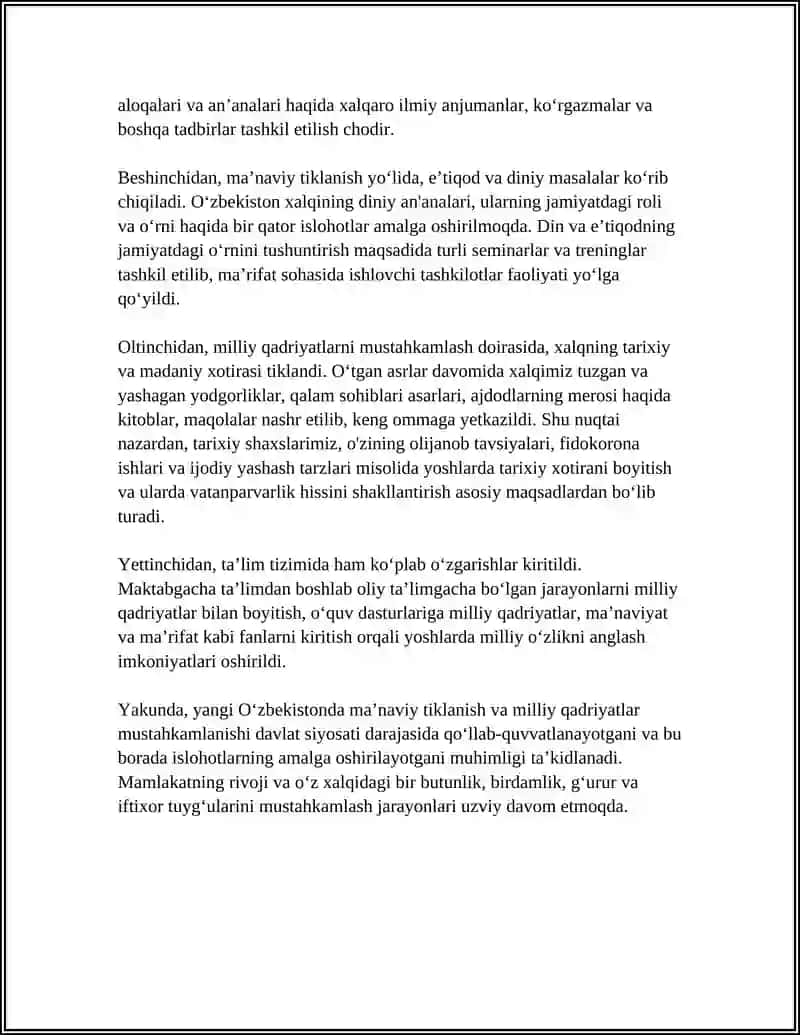 Yangi O'zbekistonda Amalga Oshirilayotgan Ma'nviy O'zgarishlar 4